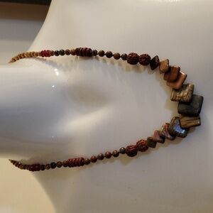 Wood/Precious Stone Necklace